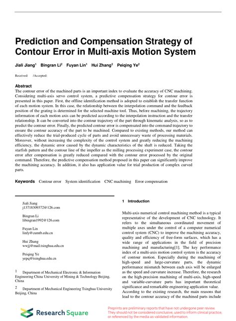 Prediction and compensation strategy of contour error in multi 